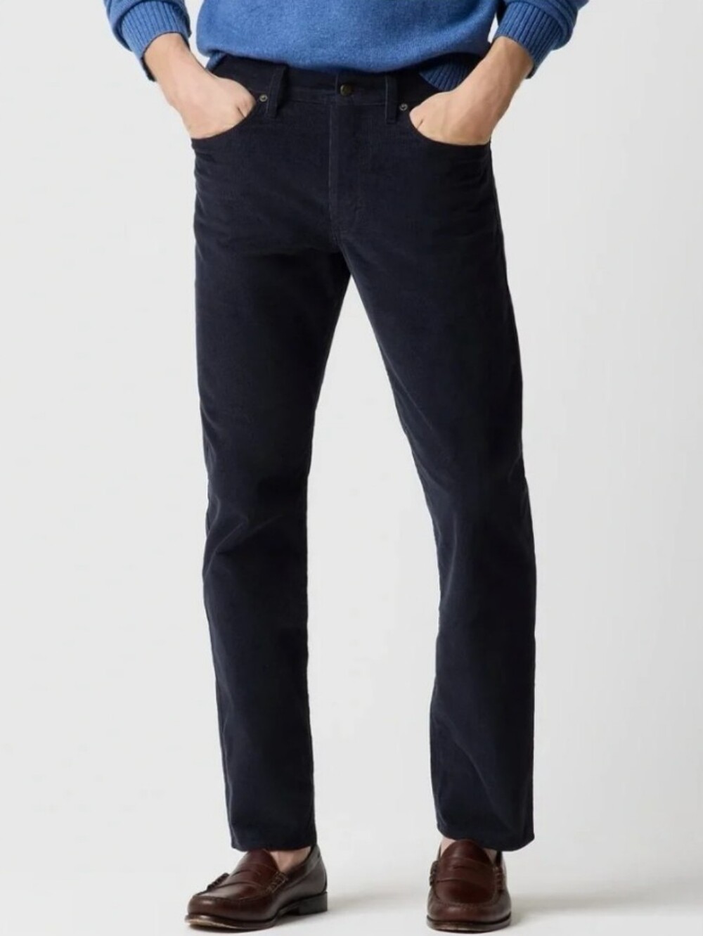 J. Crew Men's Sutton Navy Blue Slim Straight Corduroy Pants Jeans 33x32 Fall